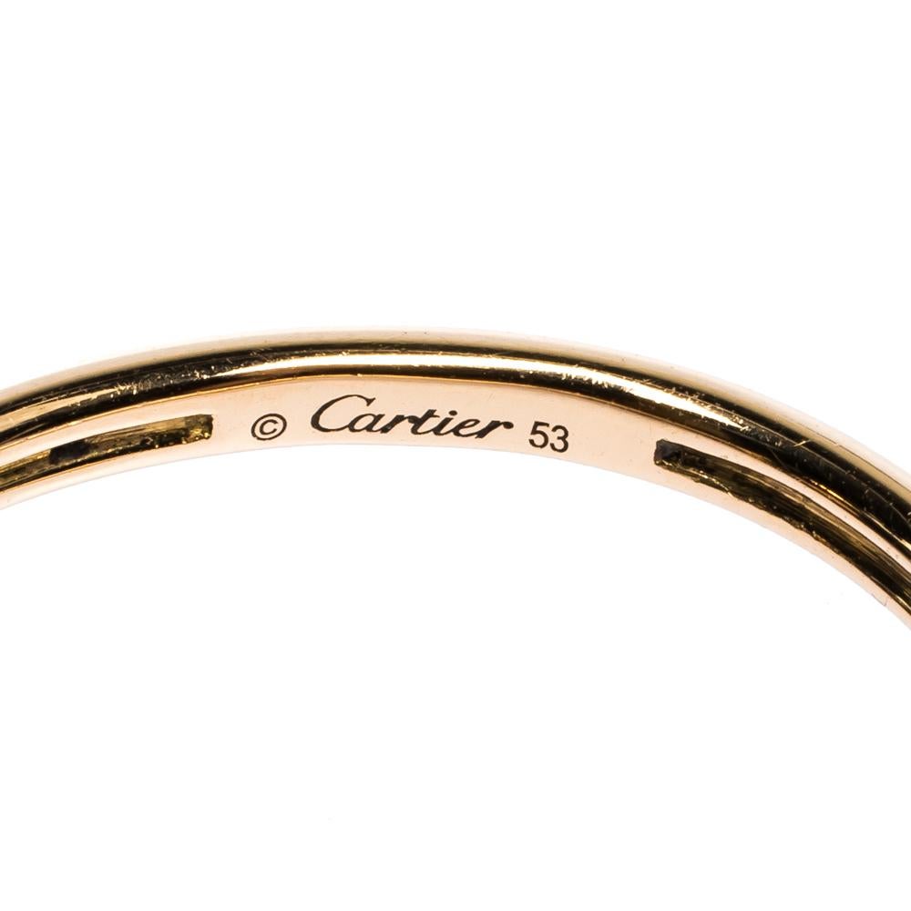 Contemporary Cartier Amulette de Cartier Onyx Diamond 18K Rose Gold Ring Size 53