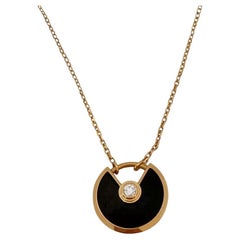 Cartier Amulette De Cartier Onyx & Diamond Rose Gold XS Necklace