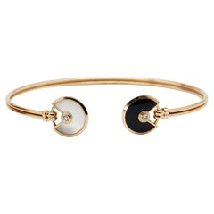 Cartier Amulette De Cartier Onyx Mother of Pearl 18k Rose Gold Cuff Bracelet 16