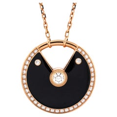 Collar Colgante Cartier Amulette De Cartier Oro Rosa 18k con Ónix y Diamante