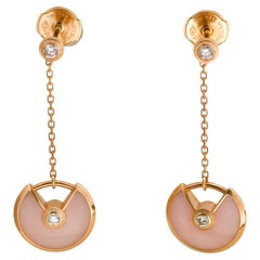 Cartier Amulette de Cartier Pendientes de oro rosa de 18 quilates con ópalo rosa y diamantes