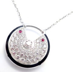 Cartier Amulette Diamond Ruby White Gold Large Pendant Necklace