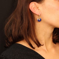 Cartier Amulette Lapis Lazuli Diamond 18 Karat Yellow Gold Dangle Earrings