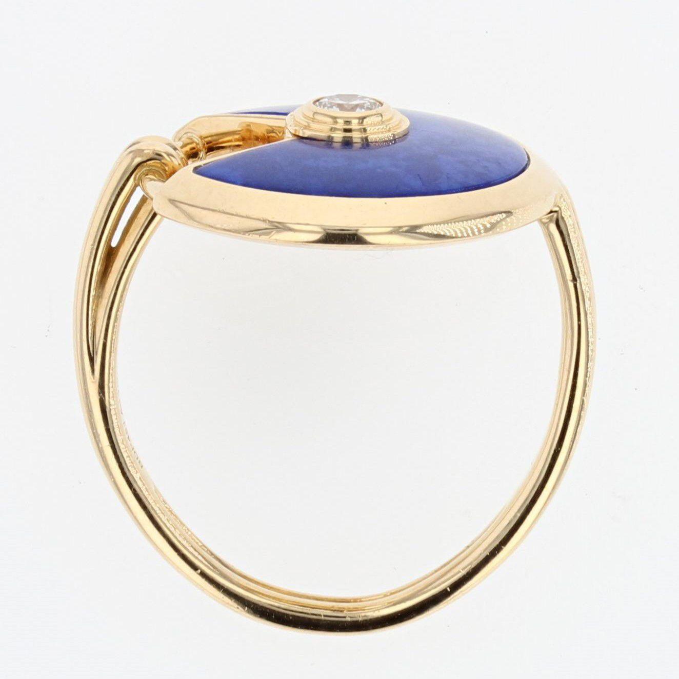 Cartier Amulette Lapis Lazuli Diamond 18 Karat Yellow Gold Ring 3
