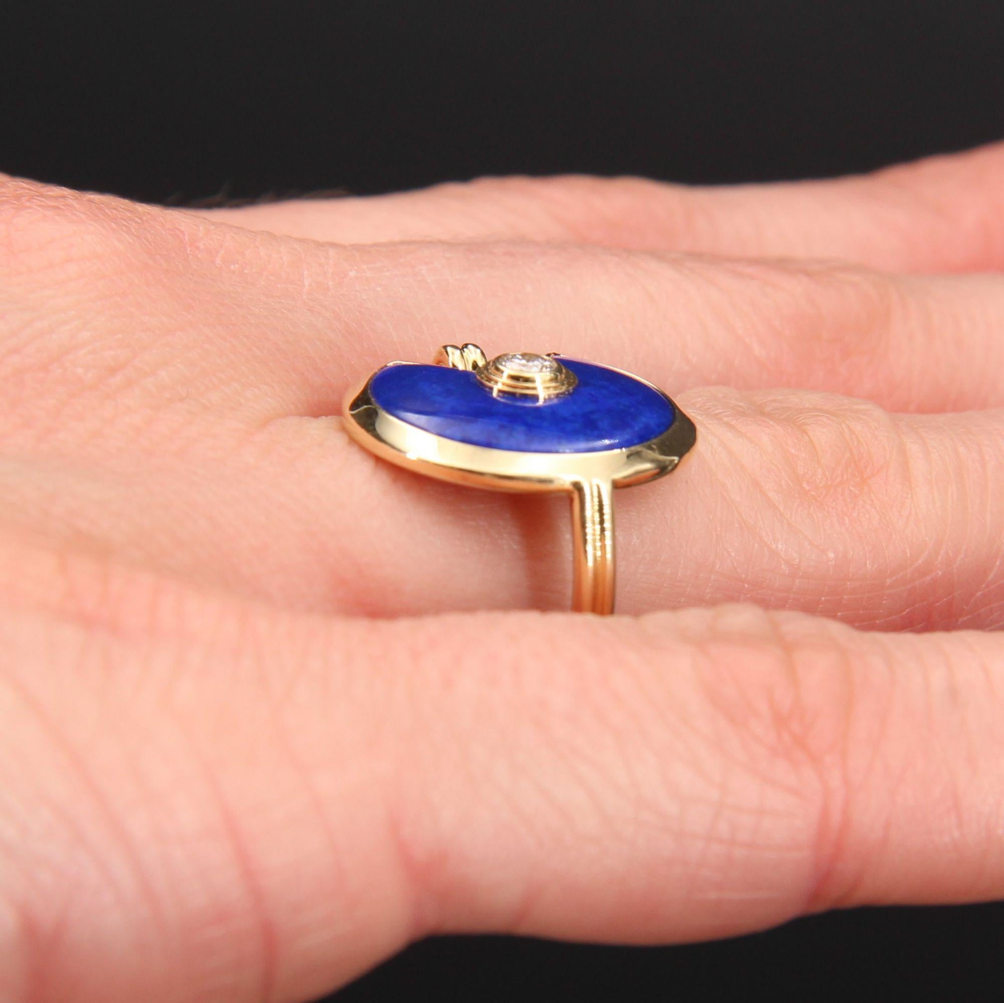 Cartier Amulette Lapis Lazuli Diamond 18 Karat Yellow Gold Ring In Excellent Condition In Poitiers, FR