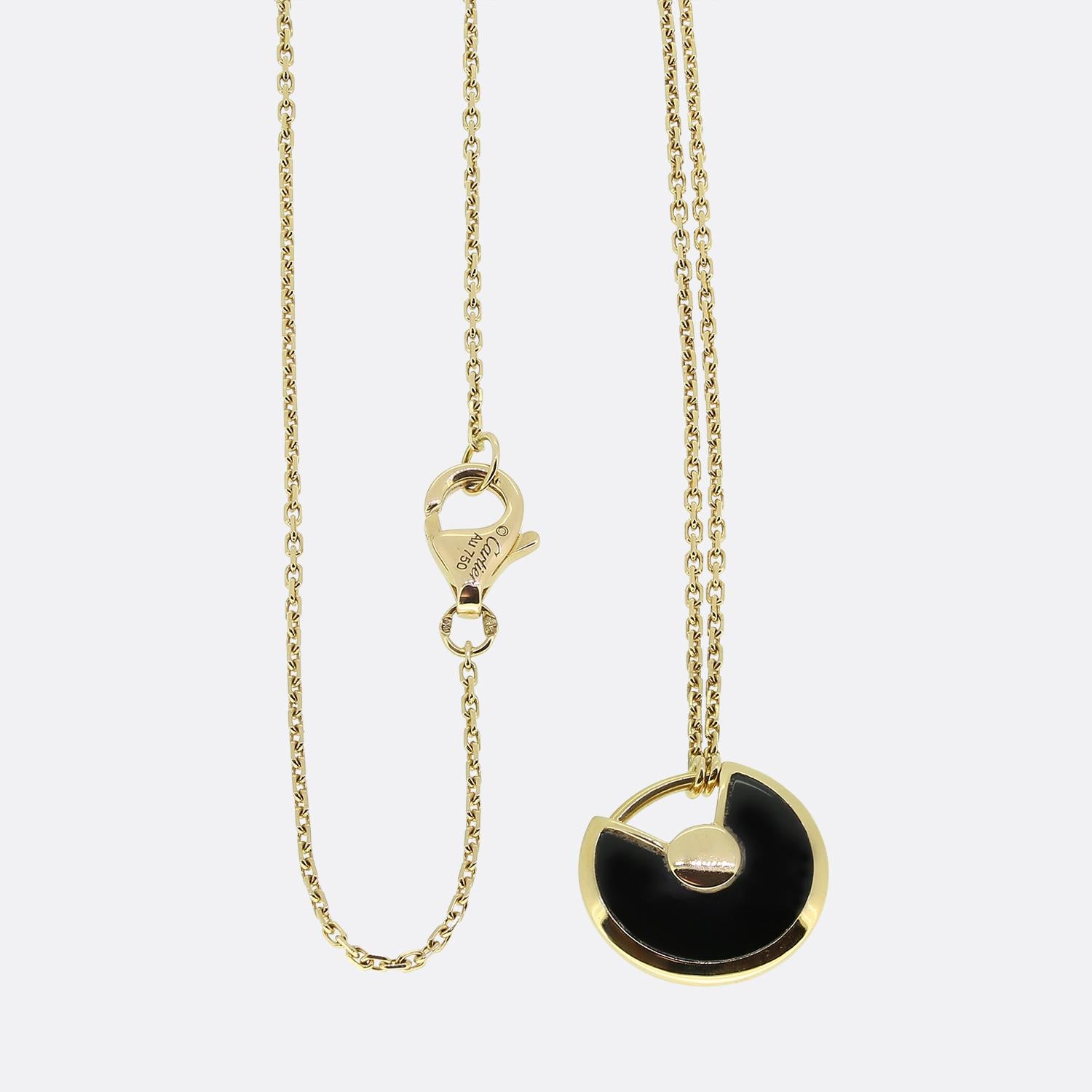 Cabochon Cartier Amulette Onyx and Diamond Pendant Necklace