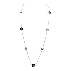 Cartier 'Amulette' White Gold Diamond Lapis and Mother of Pearl Sautoir Necklace