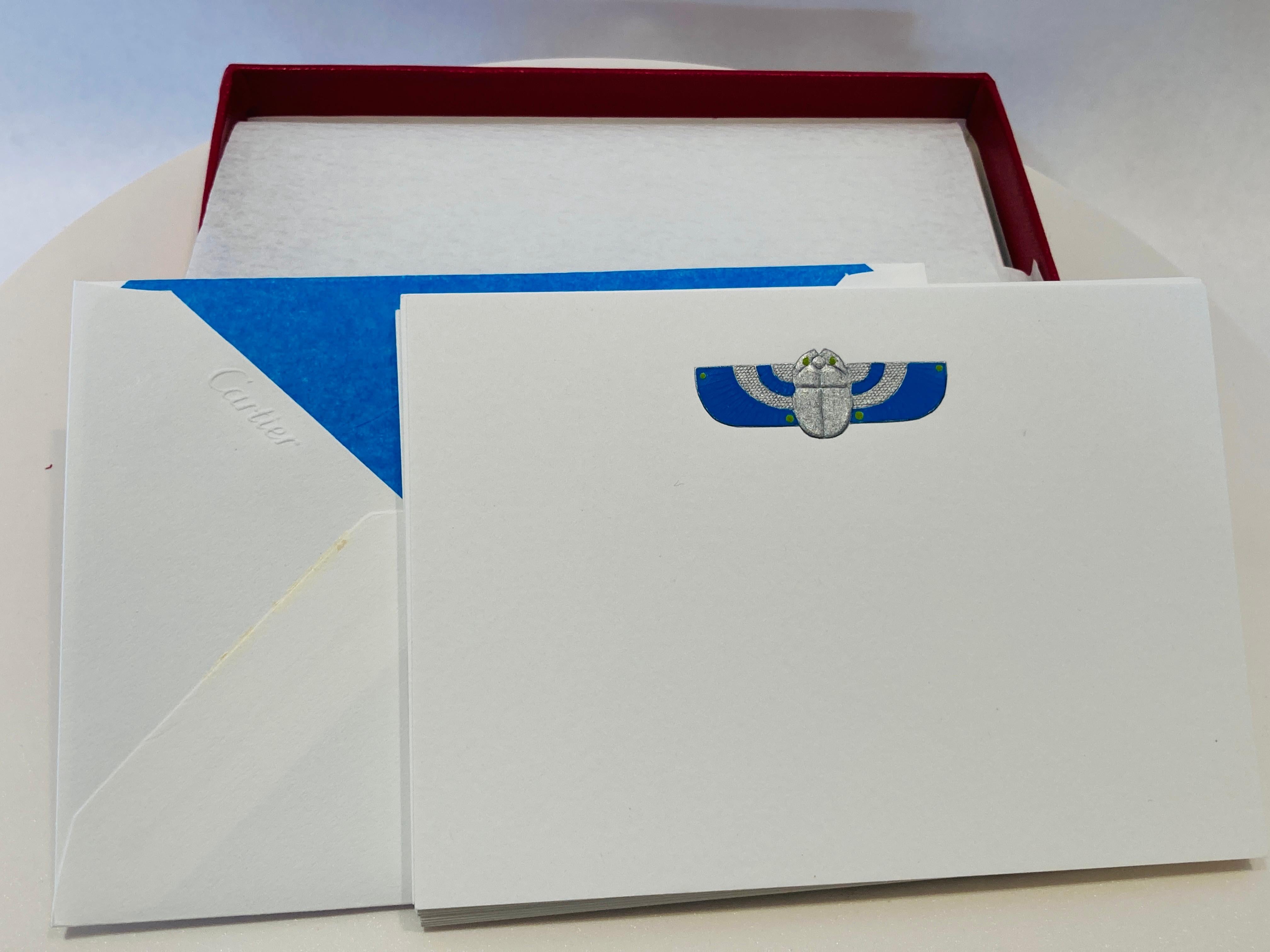 Set de 9 tarjetas y sobres Cartier París con el icónico diseño de joyería faraónico egipcio 