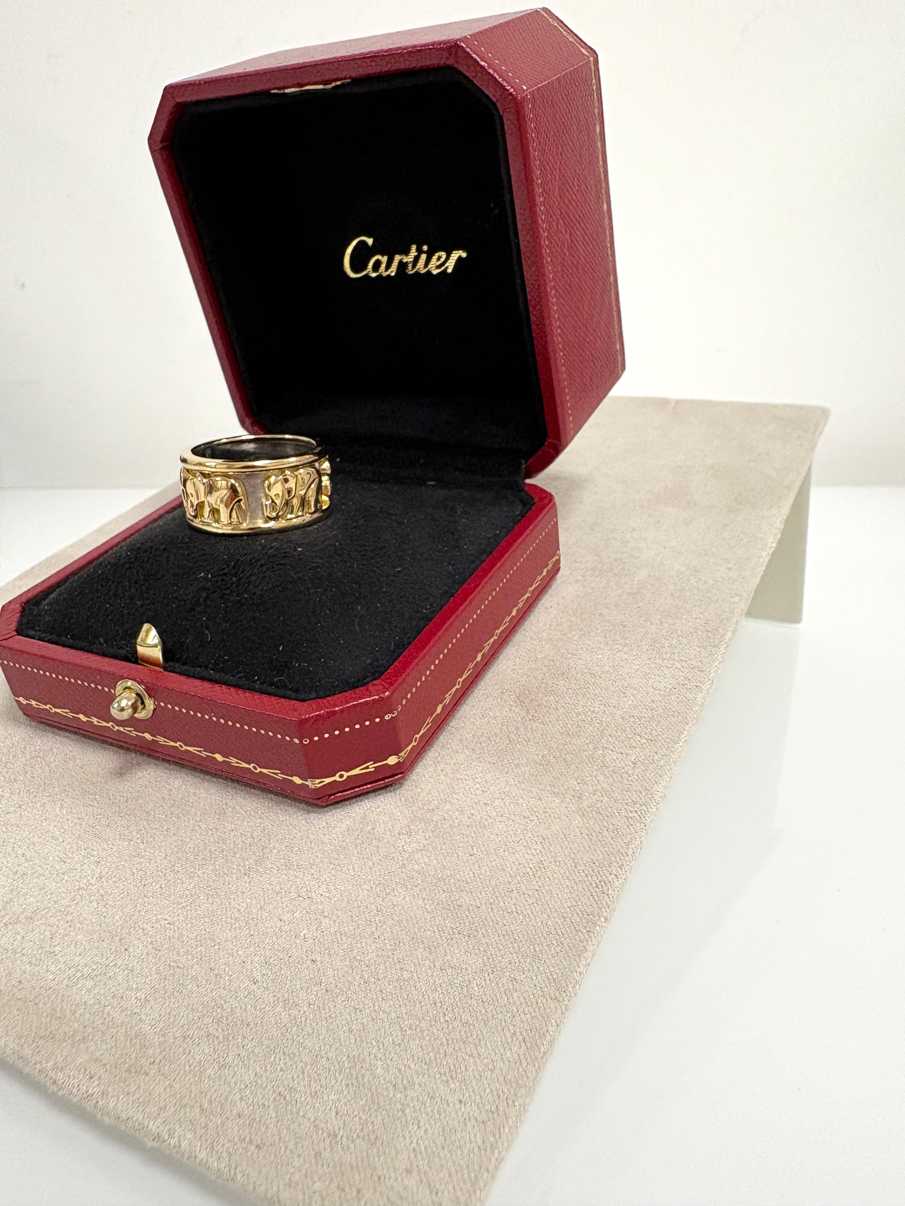 Cartier 18kt Gold Walking Elephants Band Ring. For Sale 5