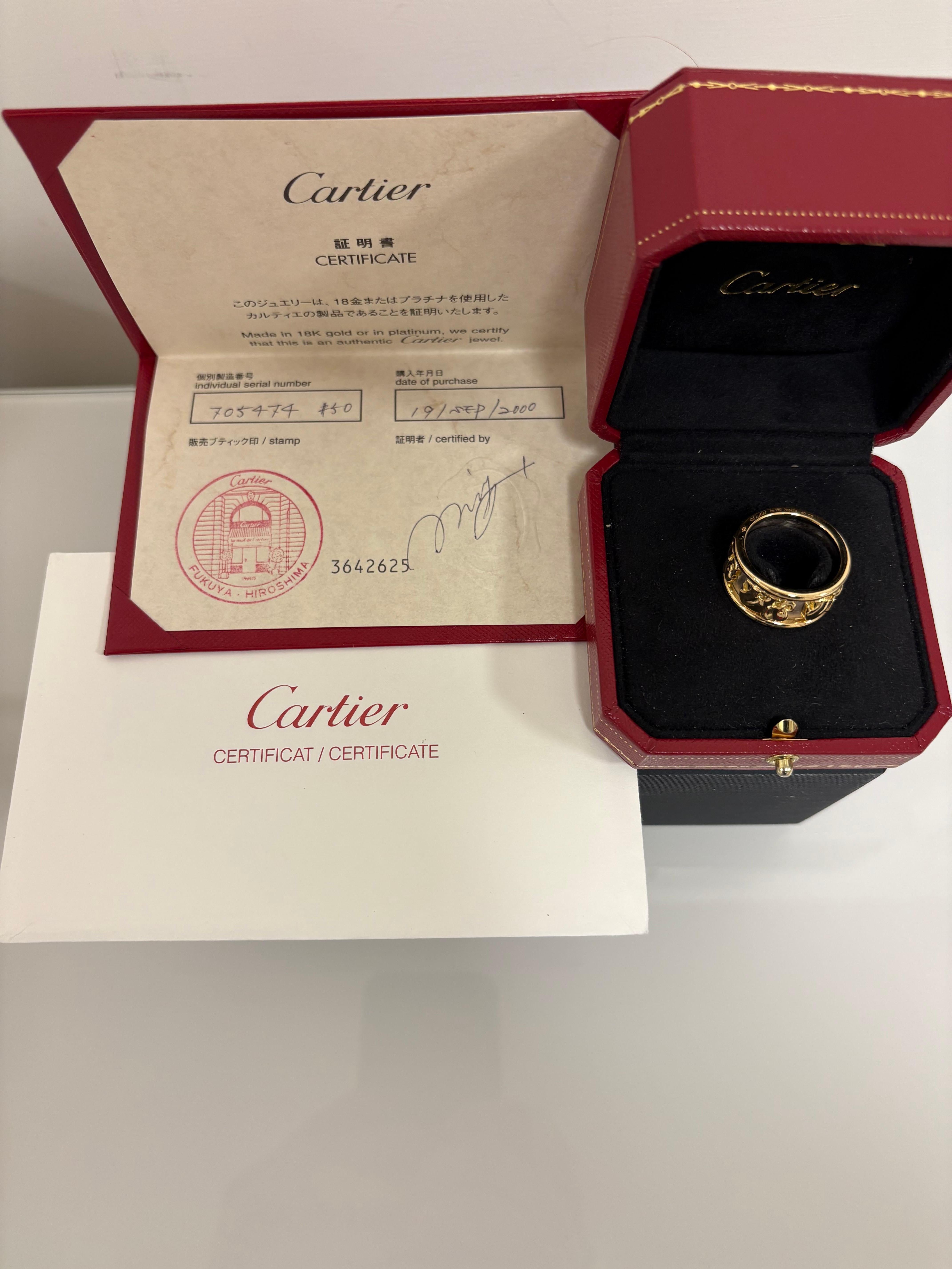 Women's or Men's Cartier 18kt Gold Walking Elephants Band Ring. For Sale