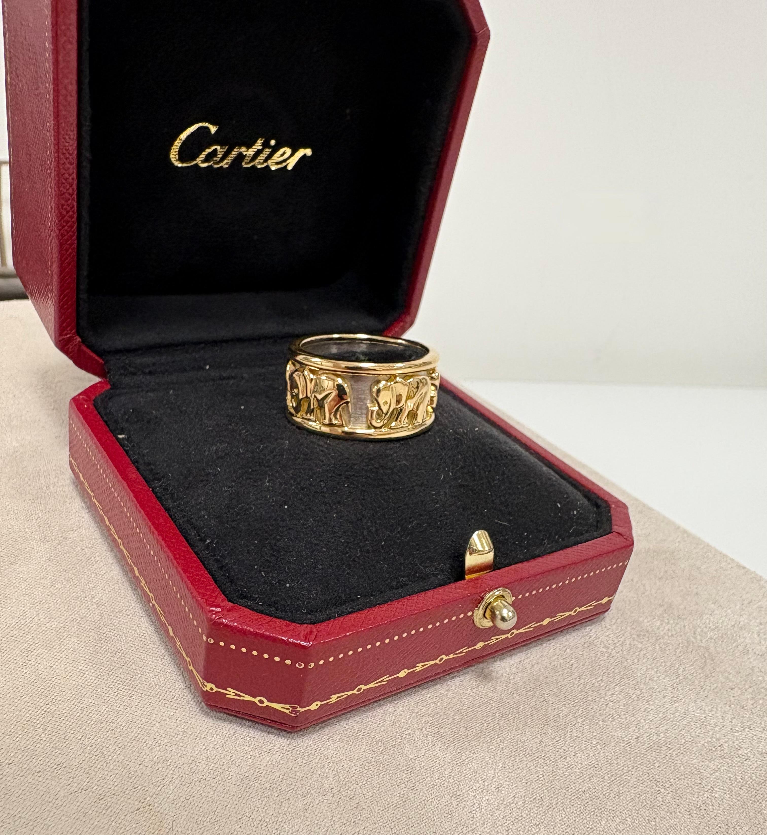 Cartier 18kt Gold Walking Elephants Band Ring. For Sale 3