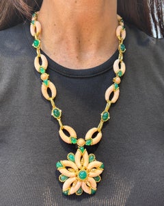 Cartier Angel Skin Coral and Green Onyx Sautoir Pendant Necklace
