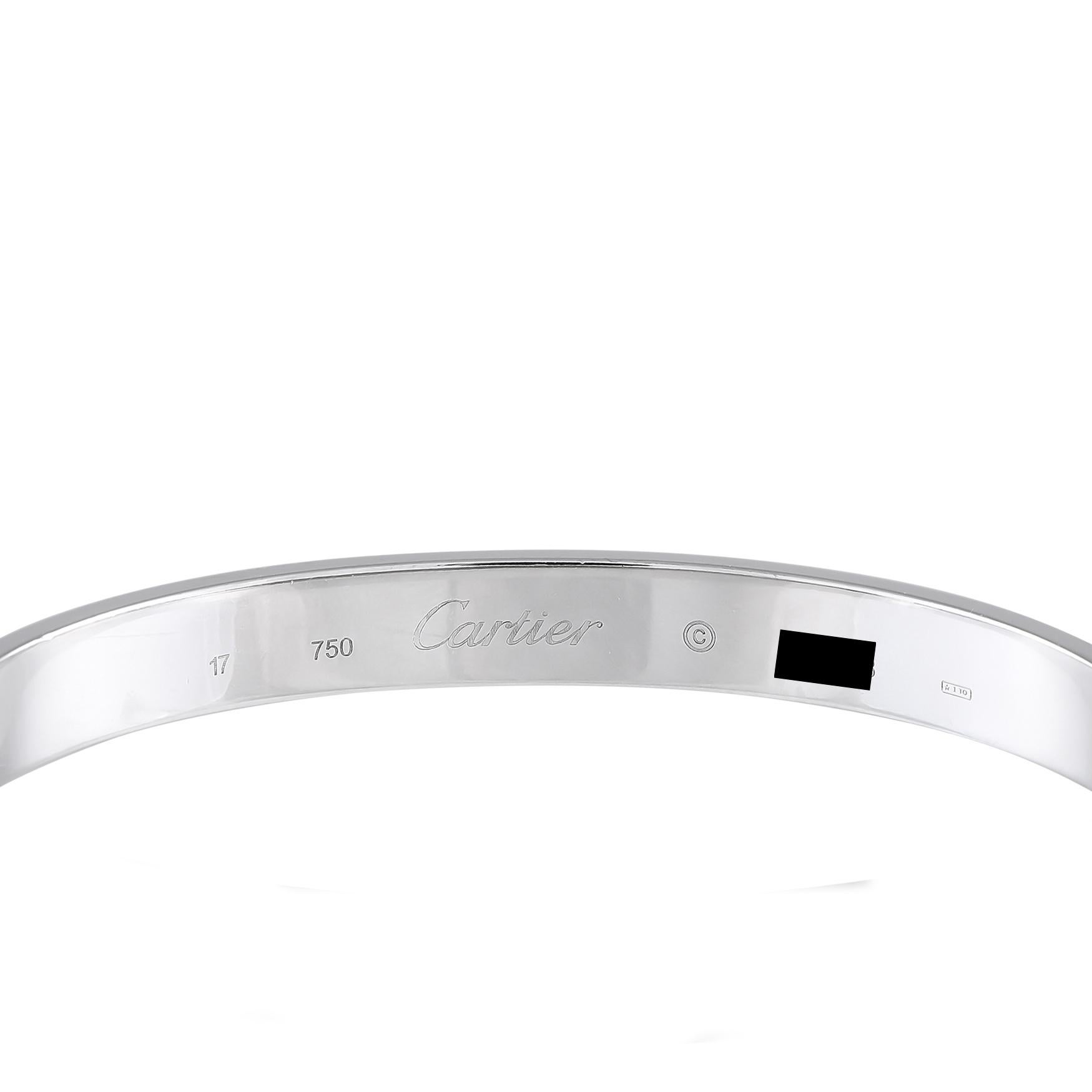 Cartier, bracelet d'anniversaire en or blanc 18 carats, taille 17 Pour femmes en vente
