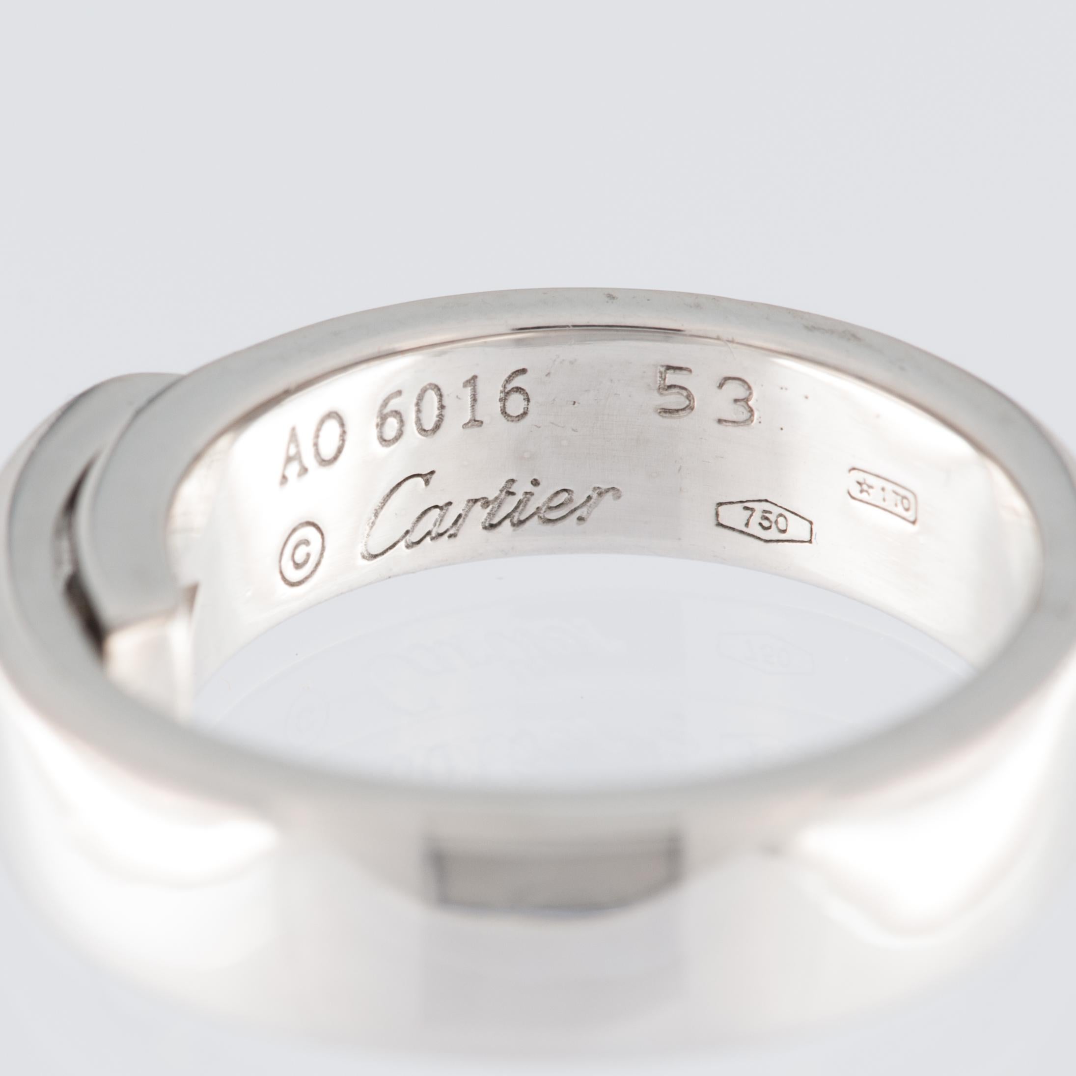 Women's or Men's Cartier Anniversary Band Ring 18 karat White Gold with Diamond For Sale