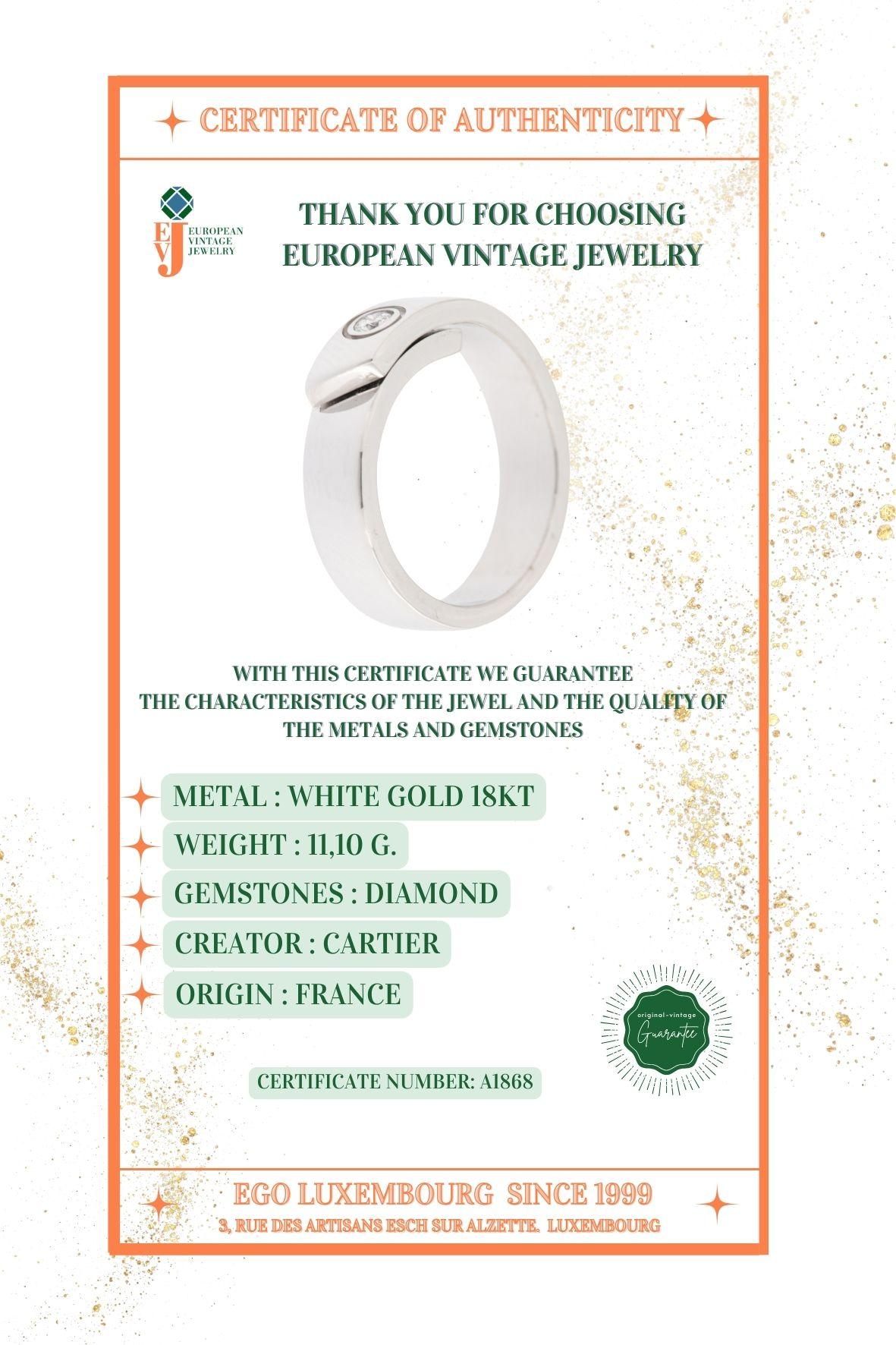 Cartier Jahrestag-Ring aus 18 Karat Weißgold mit Diamant im Angebot 2