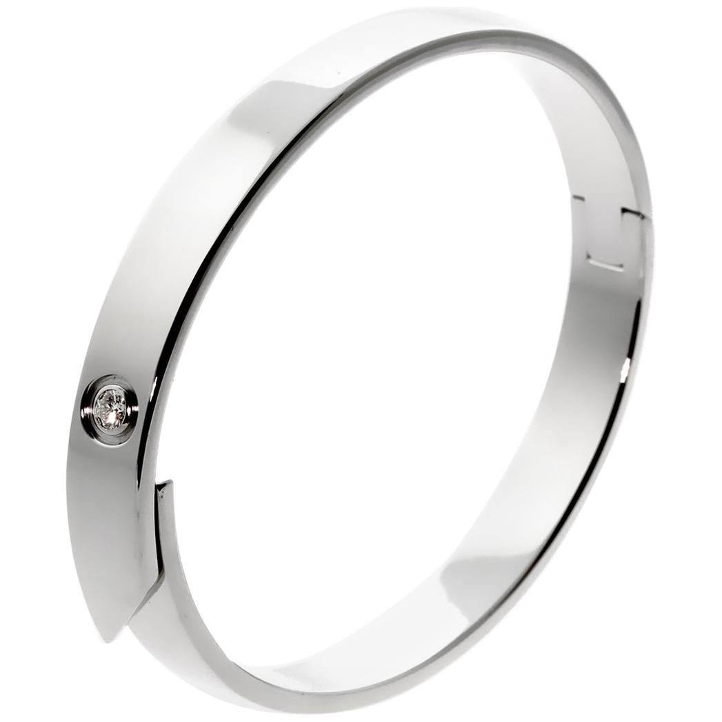 Cartier Anniversary Diamond Bangle White Gold Bracelet For Sale