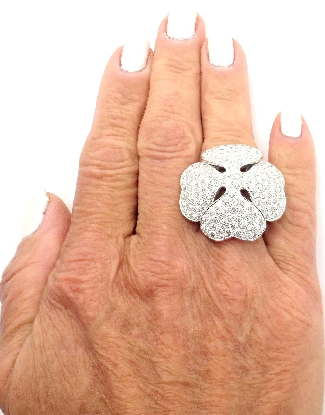 Cartier Anniversary Edition Diamond Pave Clover White Gold Cocktail Ring 2
