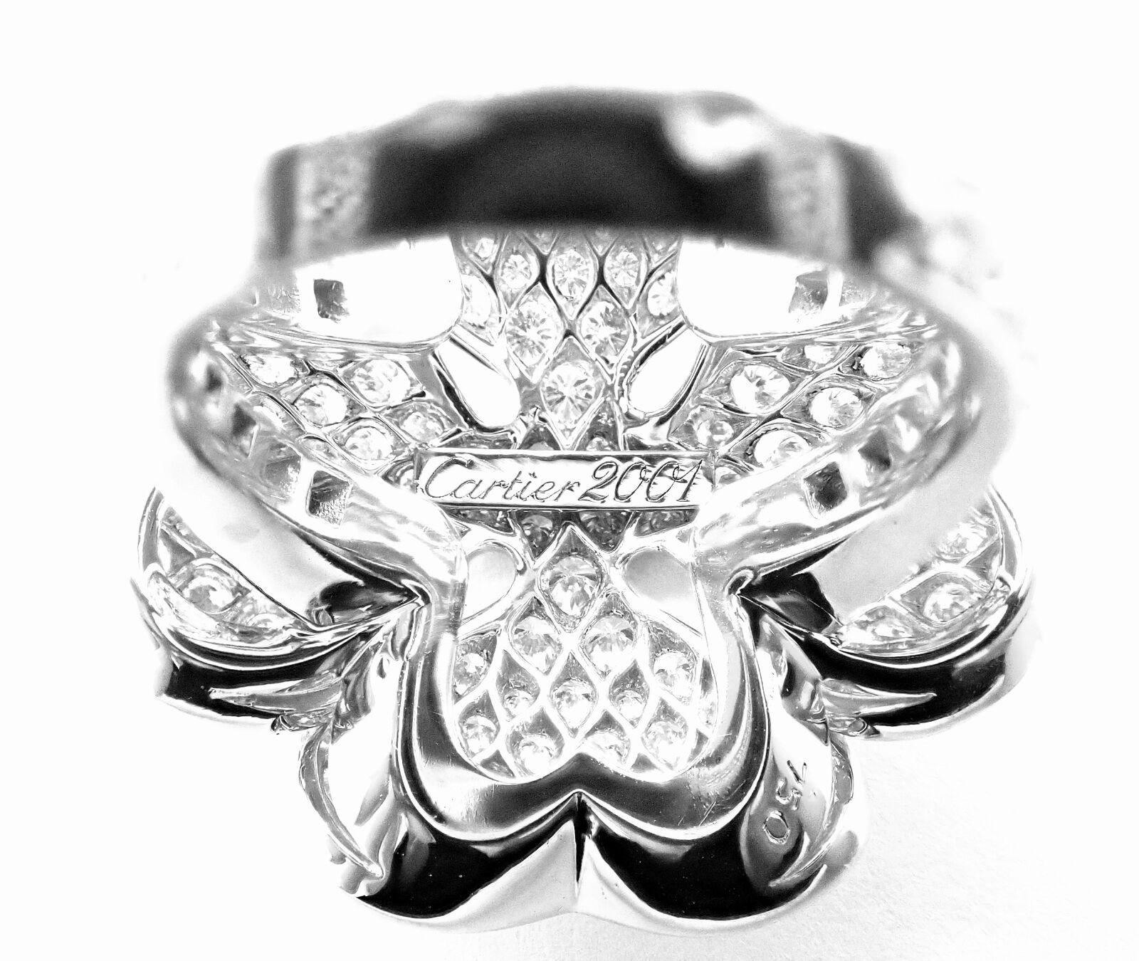 Brilliant Cut Cartier Anniversary Edition Diamond Pave Clover White Gold Cocktail Ring