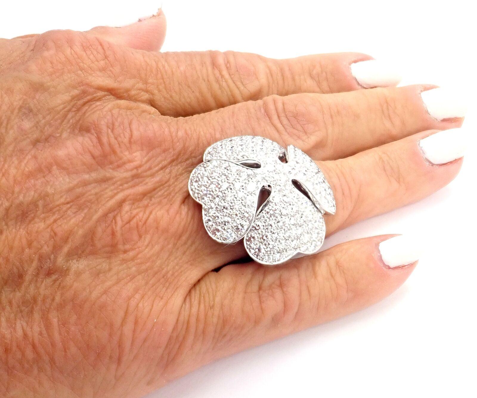 Cartier Anniversary Edition Diamond Pave Clover White Gold Cocktail Ring 1