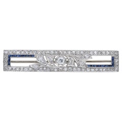 Antique Art Deco Platinum 1.70tcw Diamond & Sapphire Brooch