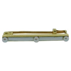 Cartier Antique 18k Yellow Gold, Enamel & Pearl Pin, circa 1900s