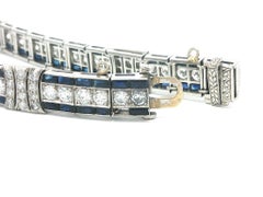 Cartier Antique Art Deco Platinum Sapphire 5ct Diamond Straight Line Bracelet