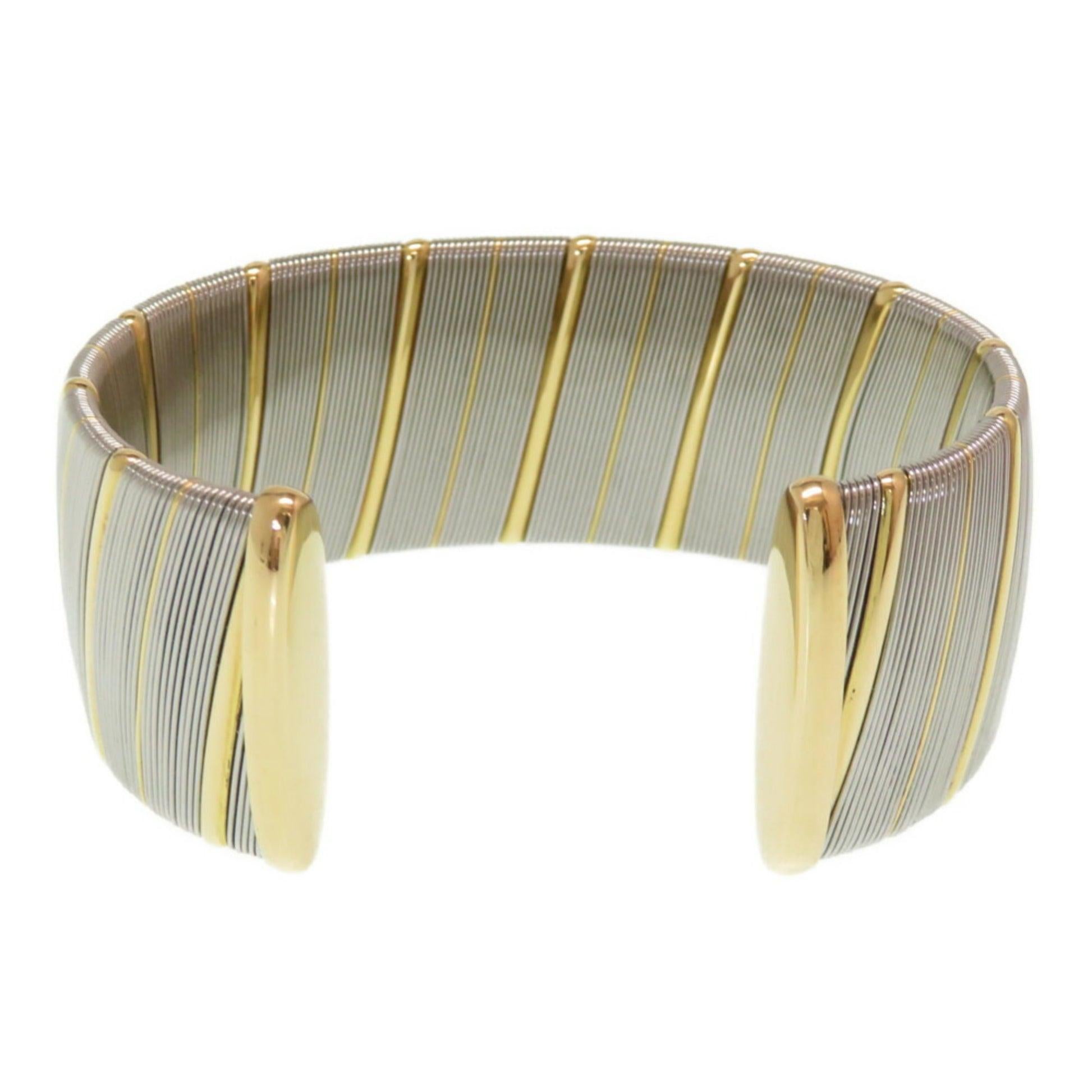 Cartier Antique Bangle in 18K Gold, Silver and Stainless Steel In Good Condition For Sale In London, GB