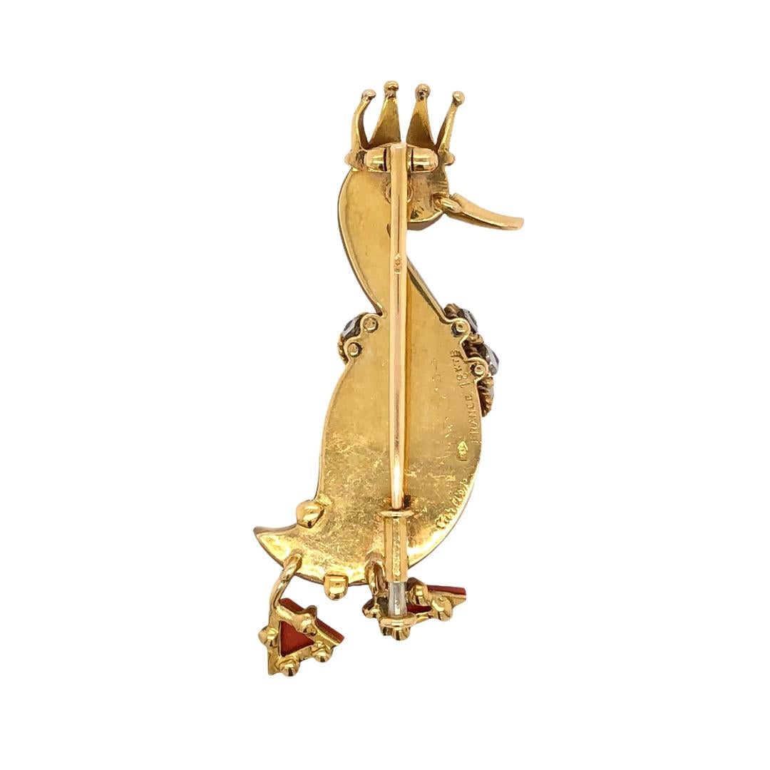 Cartier Antique Coral Agate Diamond Duck Brooch in 18 Karat Yellow Gold C.1960

- Agate
- Precious Corals
- Blue Sapphire
- Round Diamonds
- 18K Yellow Gold

Presented by PARIS Craft House.