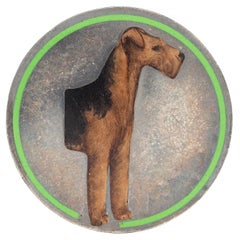 Cartier Antique Enamel Sterling Silver Airedale Dog Heads or Tails Flip Coin