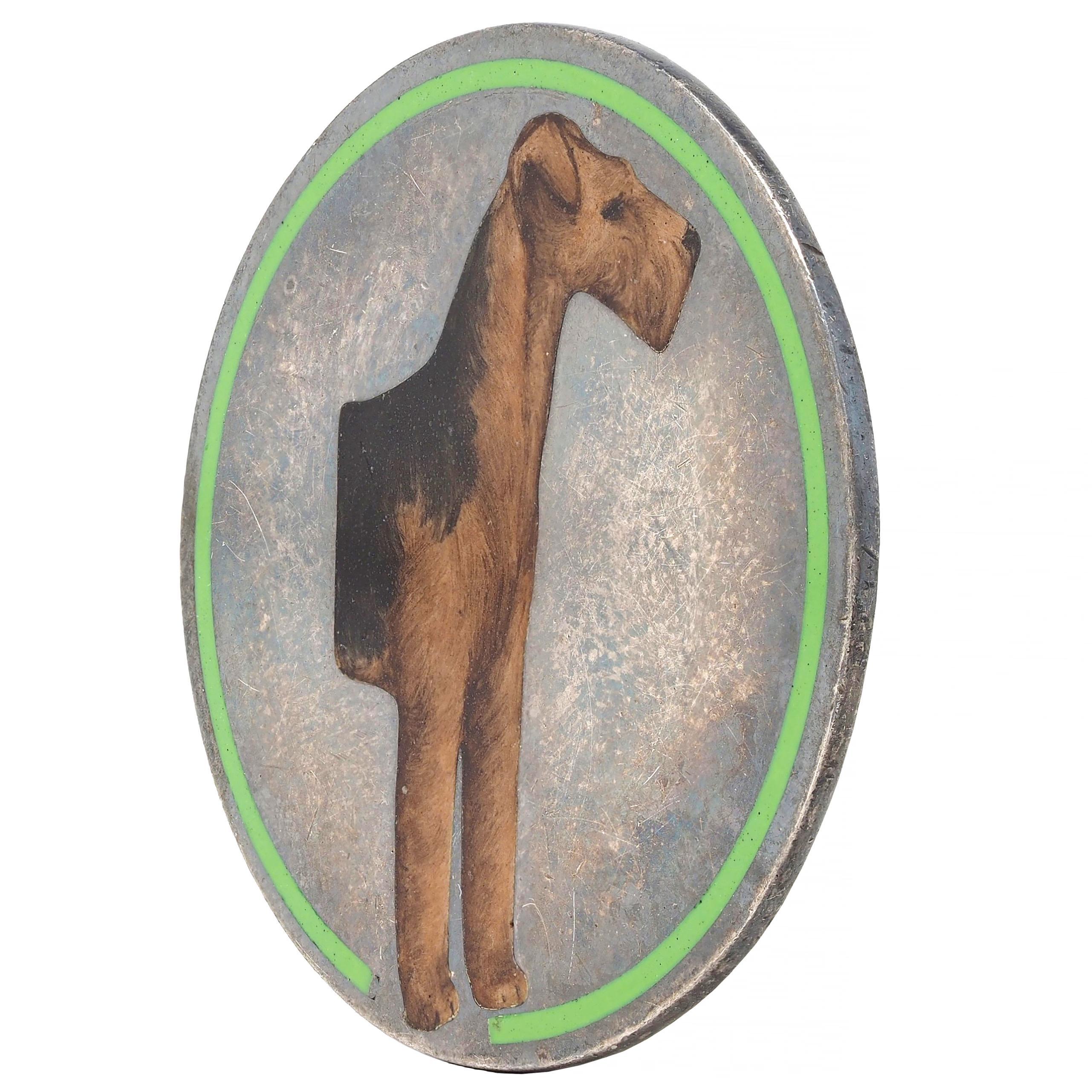 Cartier Antique Enamel Sterling Silver Airedale Dog Heads or Tails Flip Coin in vendita 2