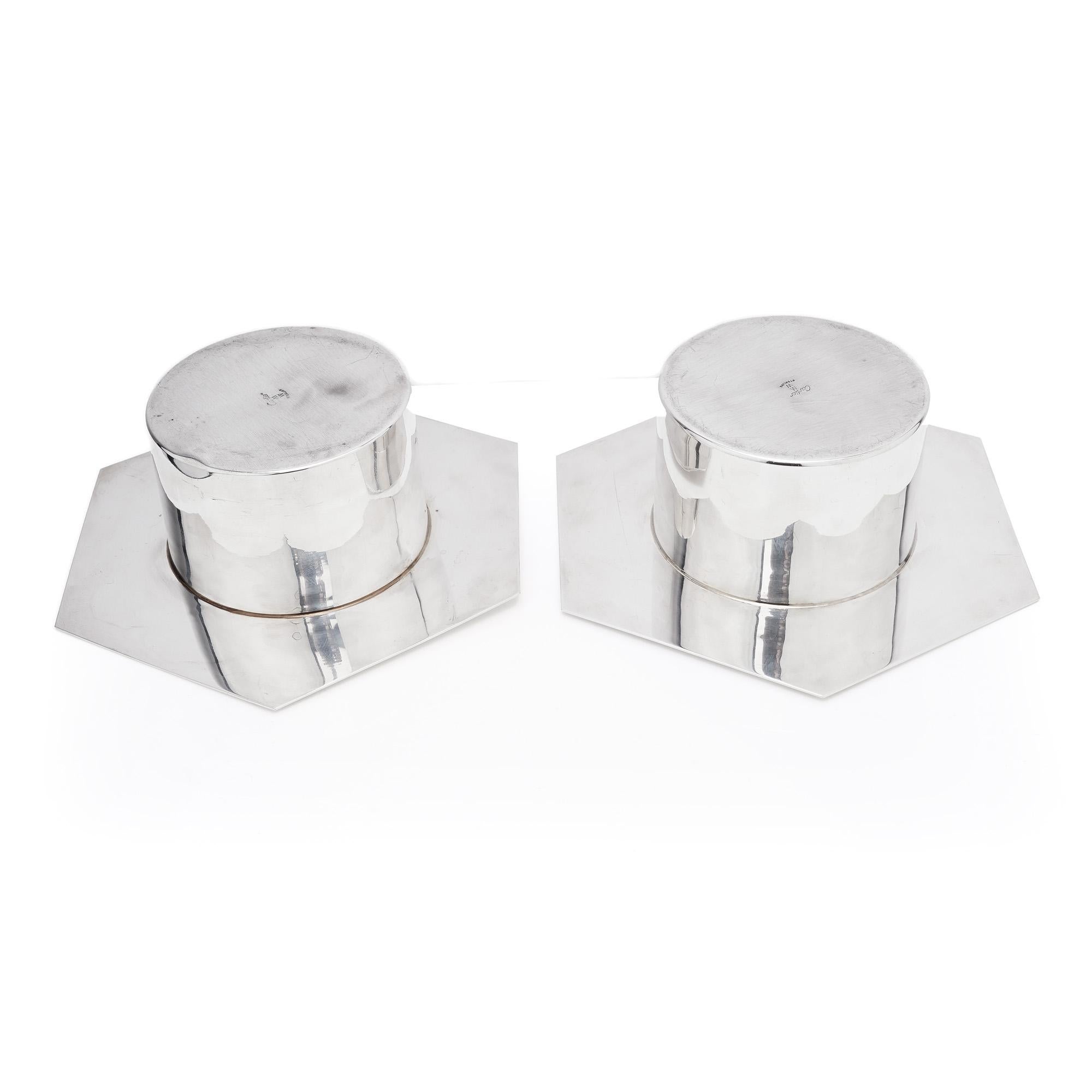 American Cartier Antique Silver Candle Holders or Coasters, USA, Circa 1930's For Sale