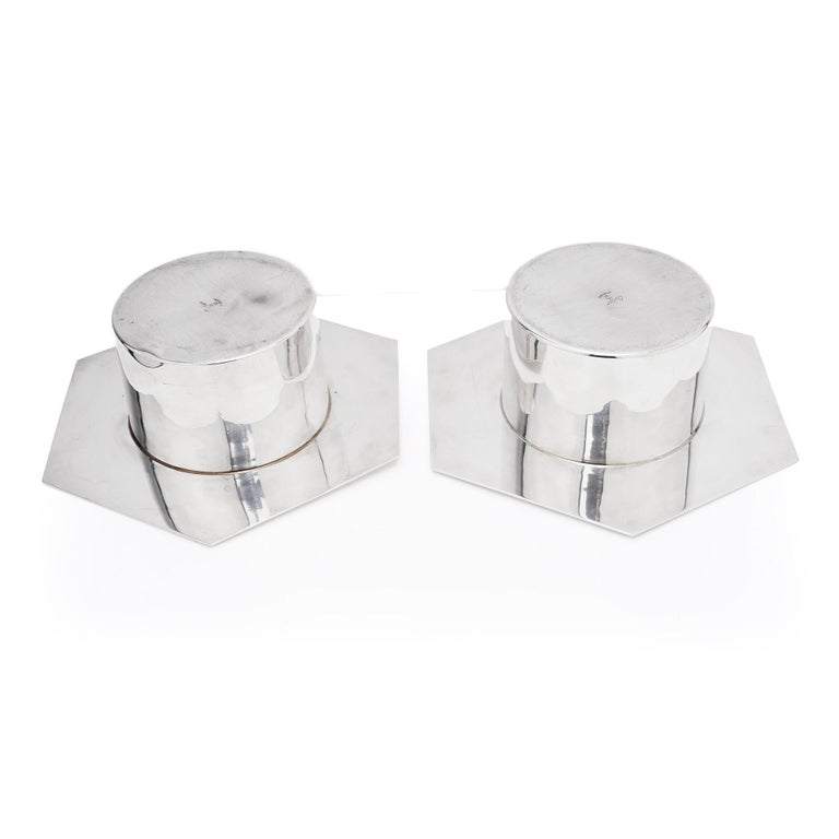 Cartier Antique Silver Candle Holders or Coasters, USA, Circa 1930's In Good Condition For Sale In Braintree, GB