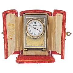 Horloge de bureau de voyage ancienne en argent sterling Cartier