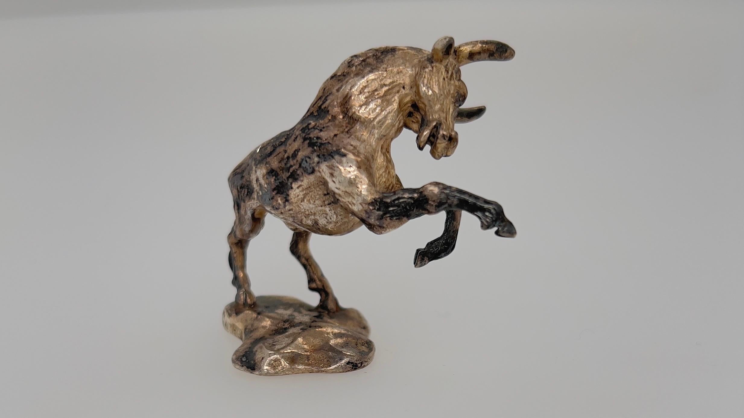 Black Cartier Antique Sterling Silver Rare Bull Figurine