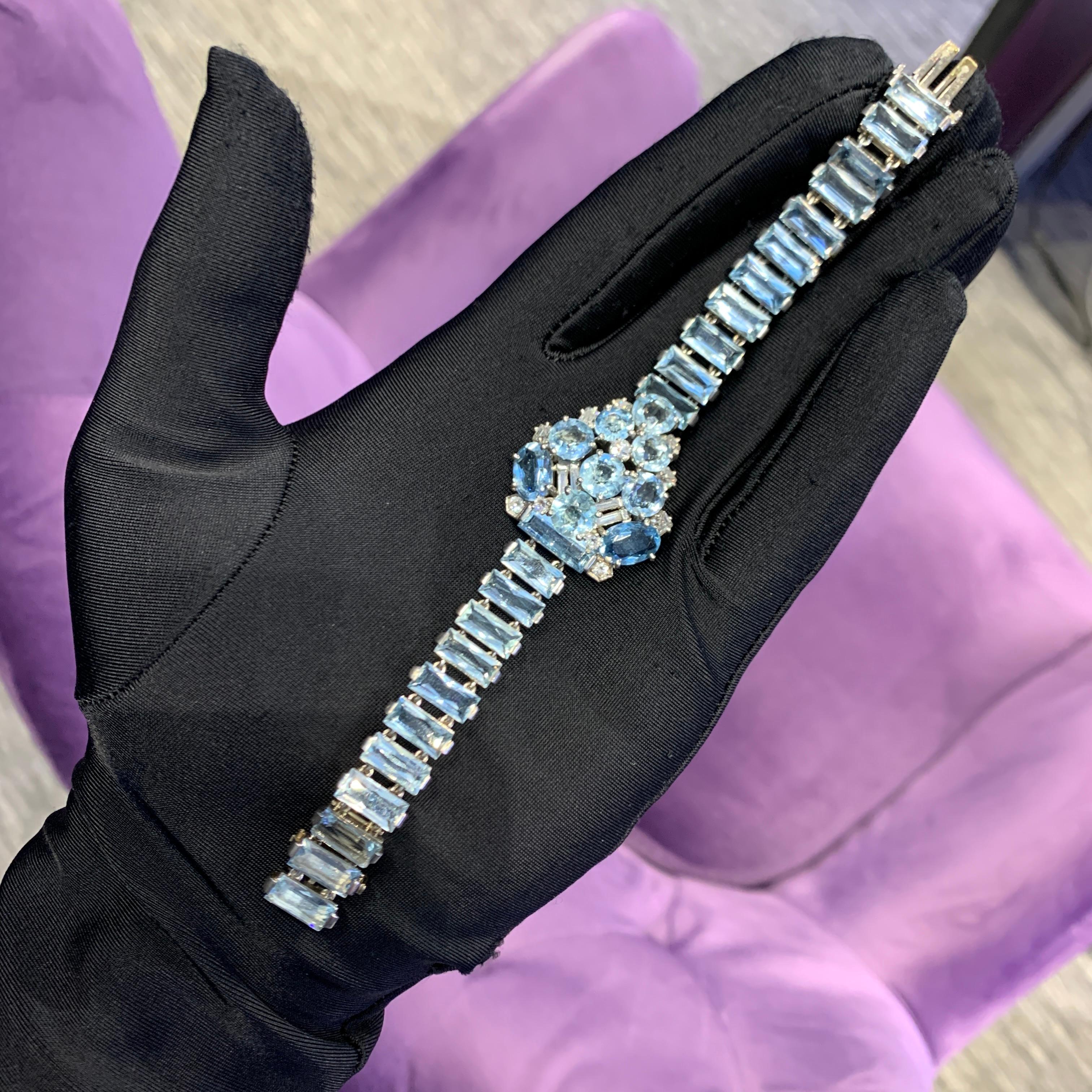 Women's Cartier Aquamarine and Diamond Bracelet For Sale