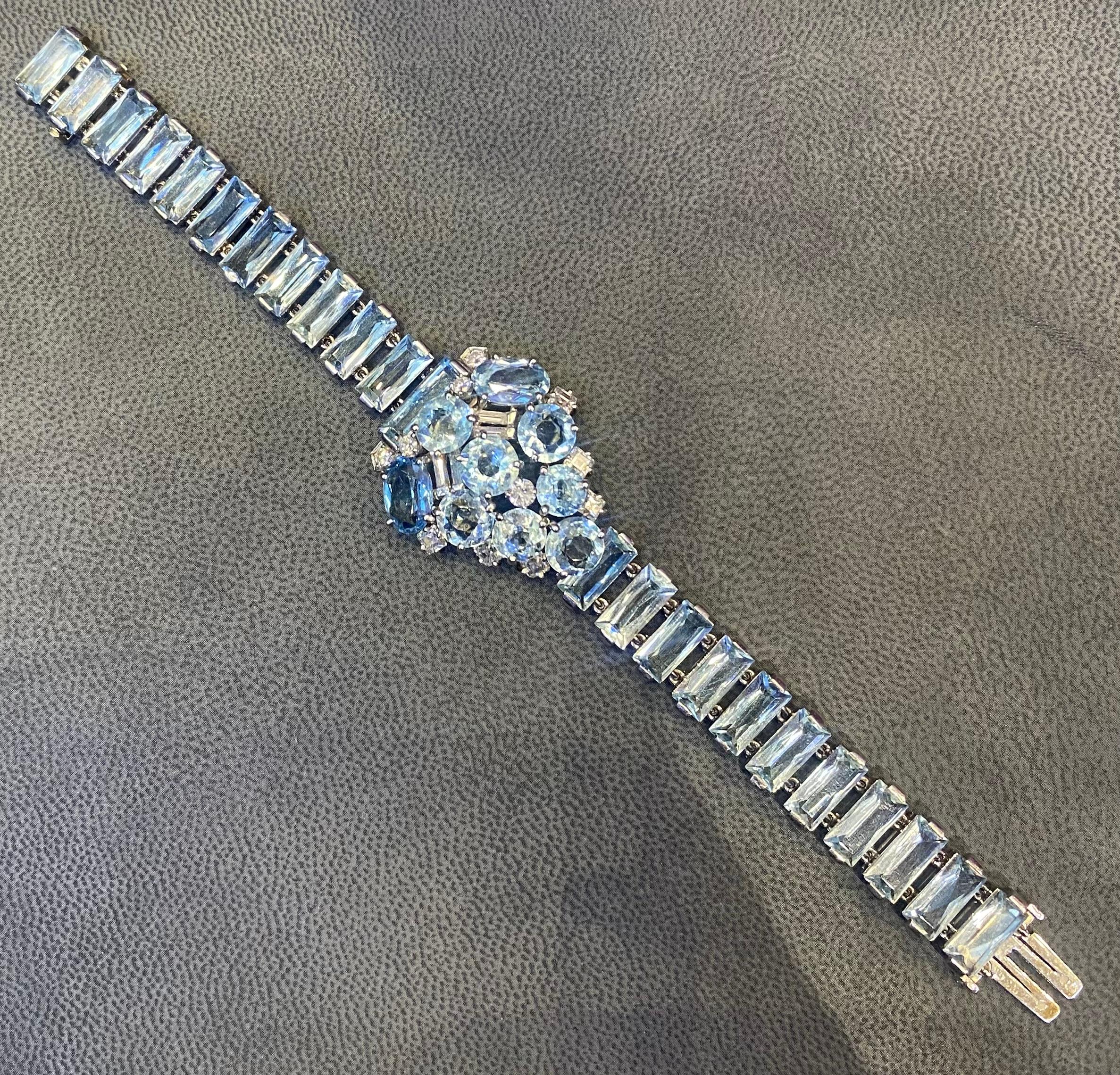 Cartier Aquamarine and Diamond Bracelet For Sale 3
