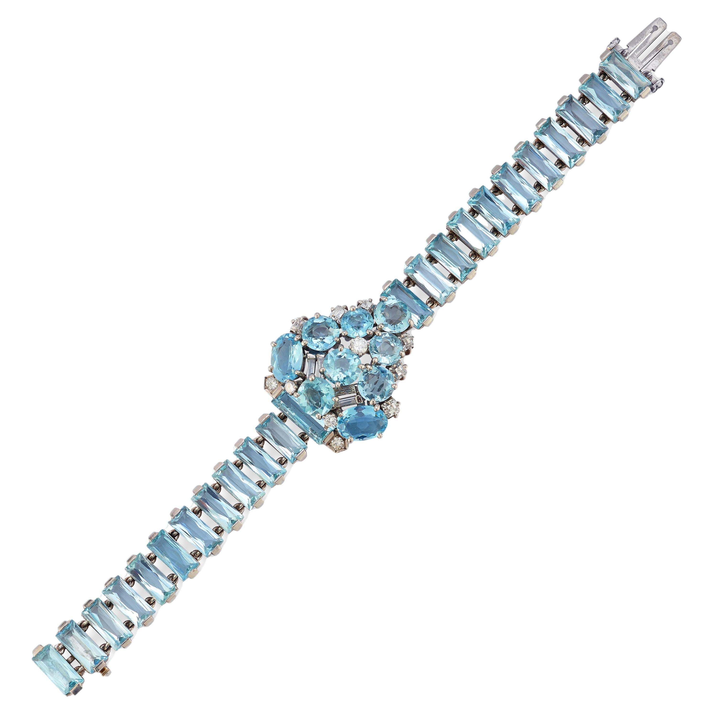 Cartier Aquamarine and Diamond Bracelet For Sale