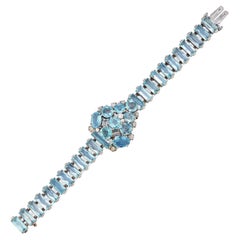Used Cartier Aquamarine and Diamond Bracelet