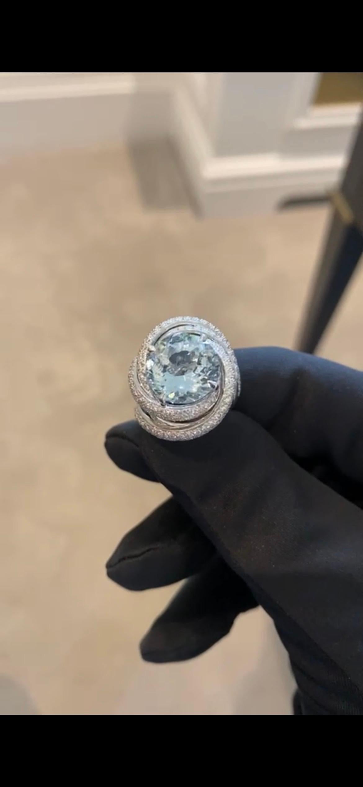 Artemis 18k Gold Diamond Aquamarine Ring | Aureus Boutique