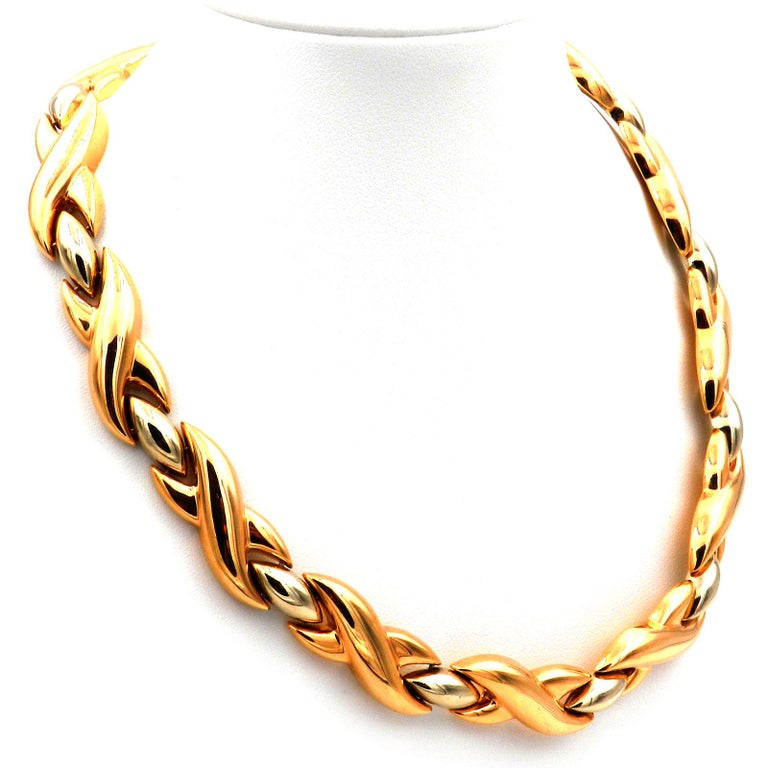 Cartier Arabesque Two Tone Gold Collier Necklace in 18K Rose and White Gold  For Sale at 1stDibs