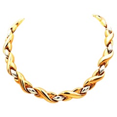 Vintage Cartier Arabesque Two Tone Gold Collier Necklace in 18K Rose and White Gold