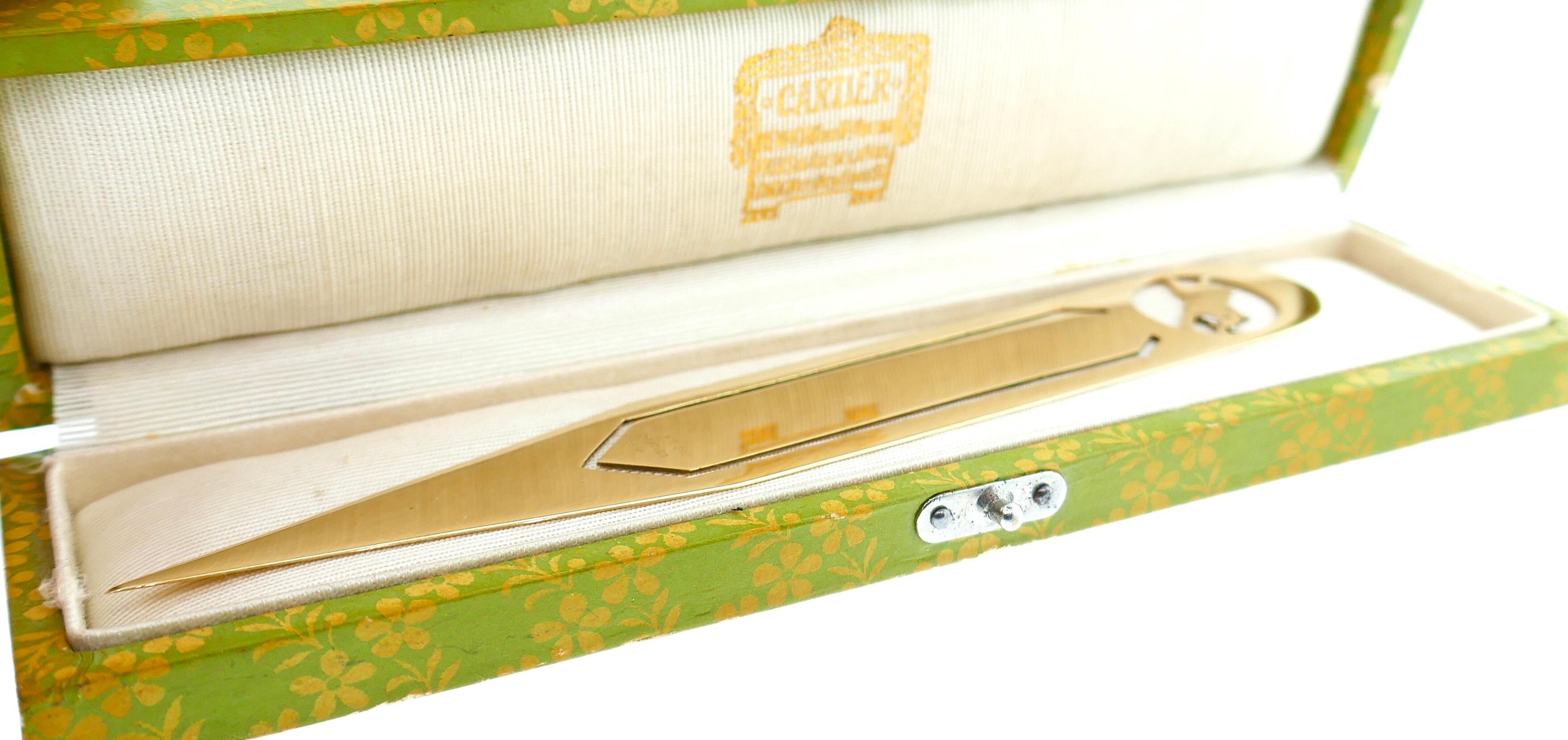 Cartier Art Deco 14 Karat Yellow Gold Enamel Dog Motif Bookmark 1