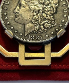 CARTIER Art Deco 14k Yellow Gold & 1881 Coin Money Clip Circa 1930s Rare - Pict