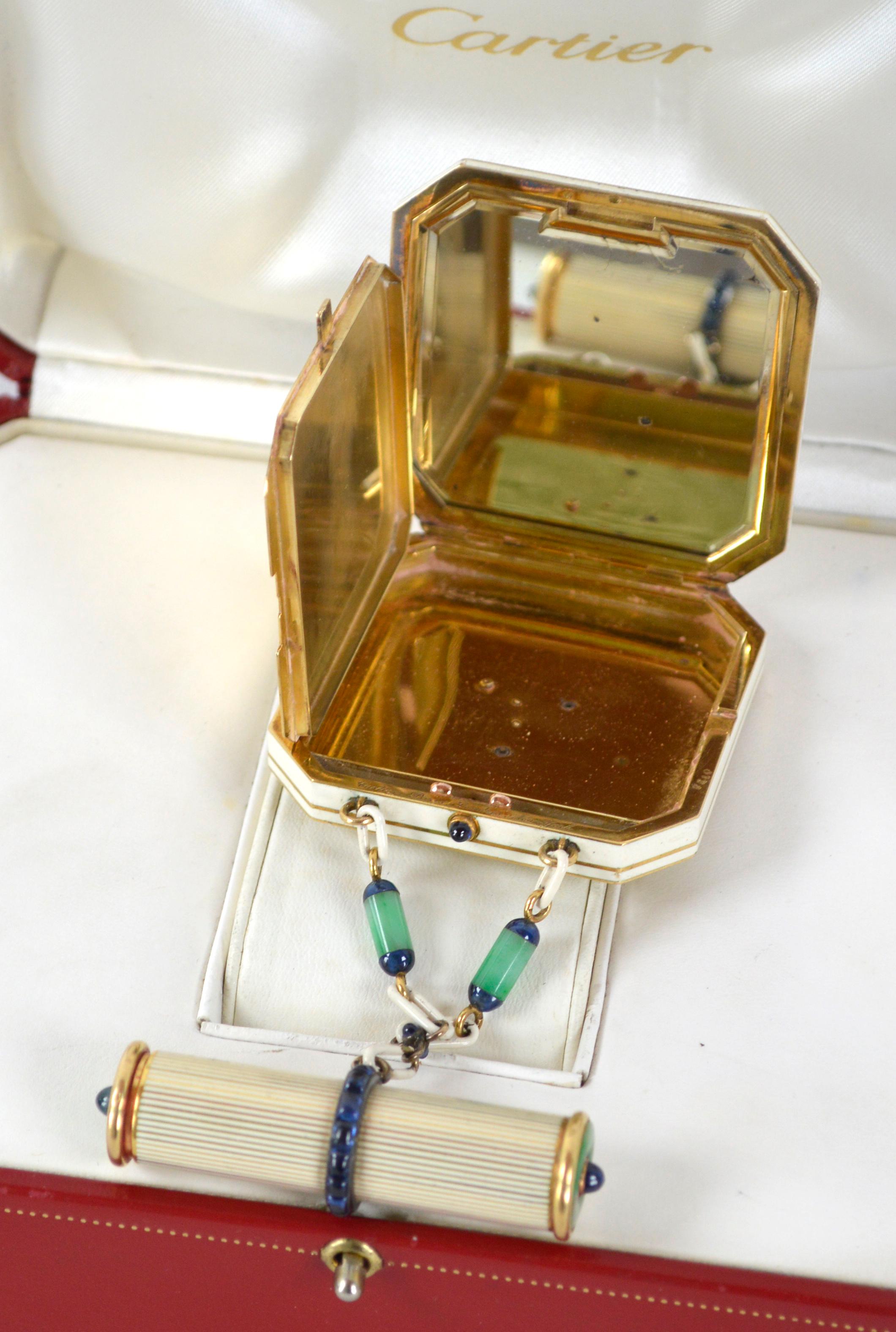 Cartier Art Deco, 18K Powder, Lipstick 4.365 Oz. Auction Prices exceeded $35000 For Sale 6