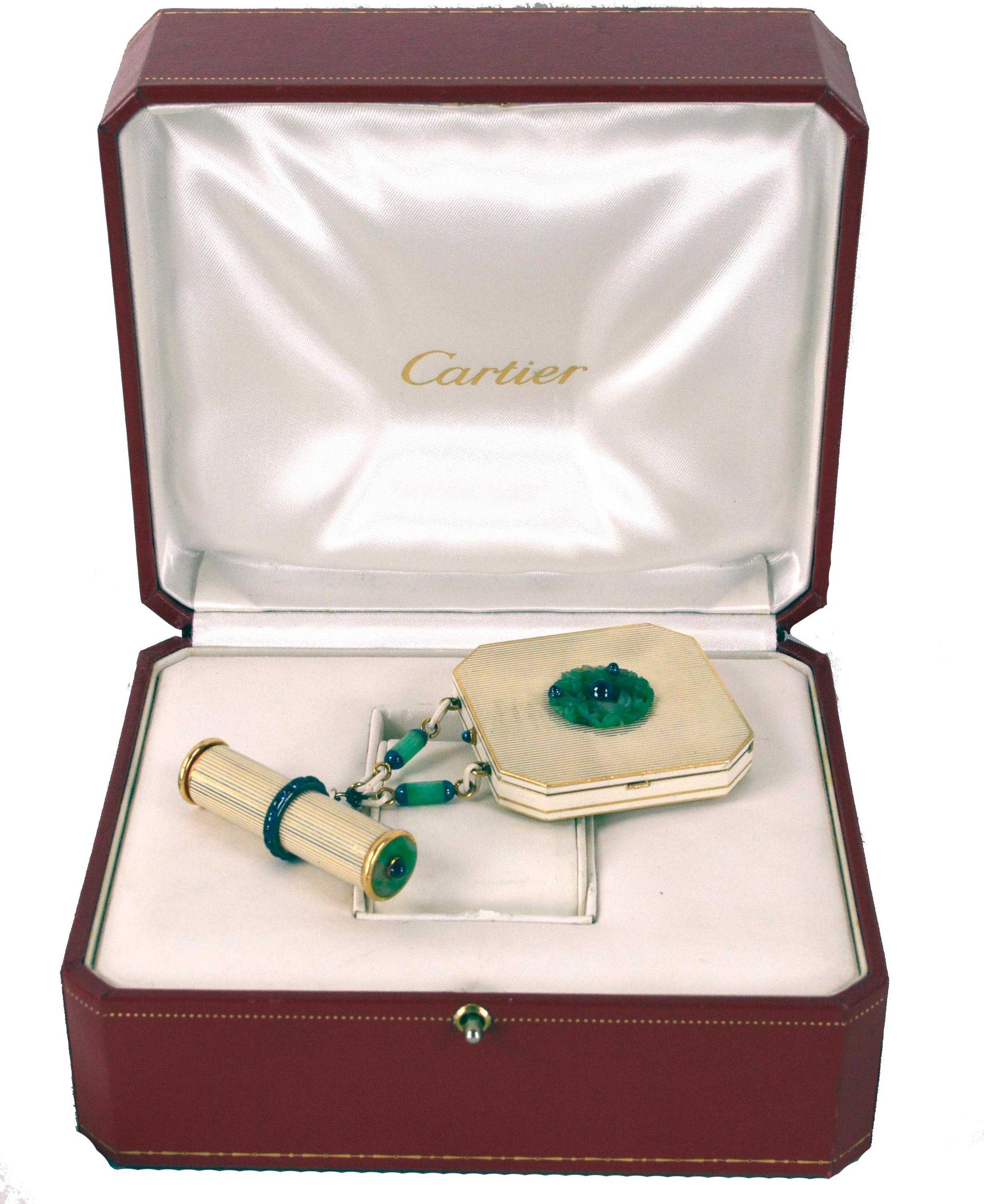 Cartier Art Deco, Pulver aus 18 Karat Gelbgold, Lippenstift, 4,365 Teile, selten, Paris im Zustand „Gut“ im Angebot in Soquel, CA