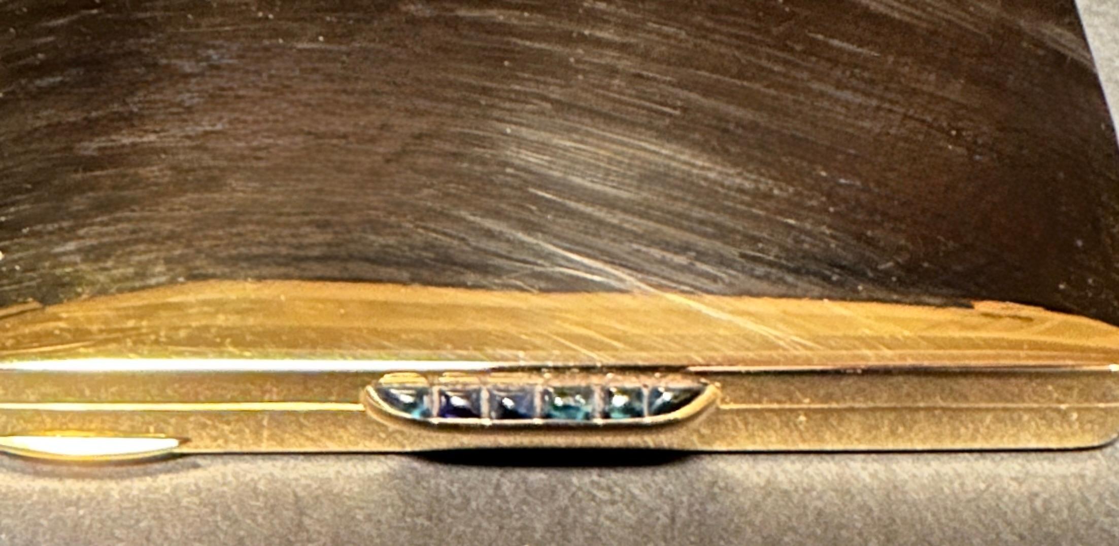 Caja Cartier Art Déco de oro de 18 quilates con zafiros en Bueno estado para la venta en Norwood, NJ