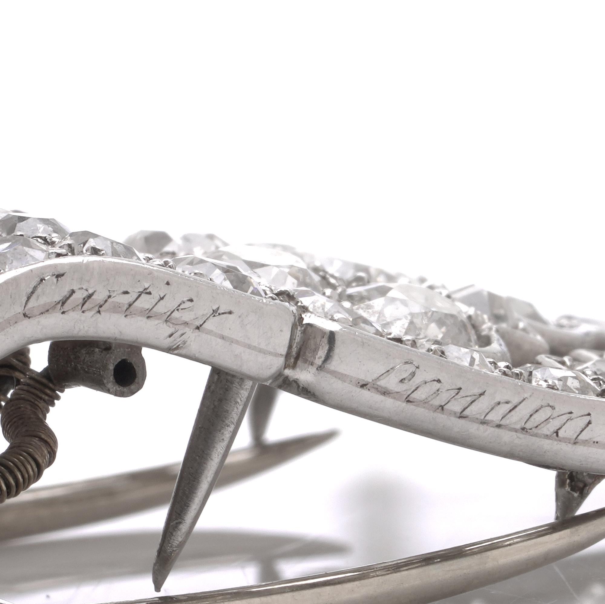 Spilla di diamanti in platino Cartier Art Deco anni '20 In condizioni ottime in vendita a Braintree, GB