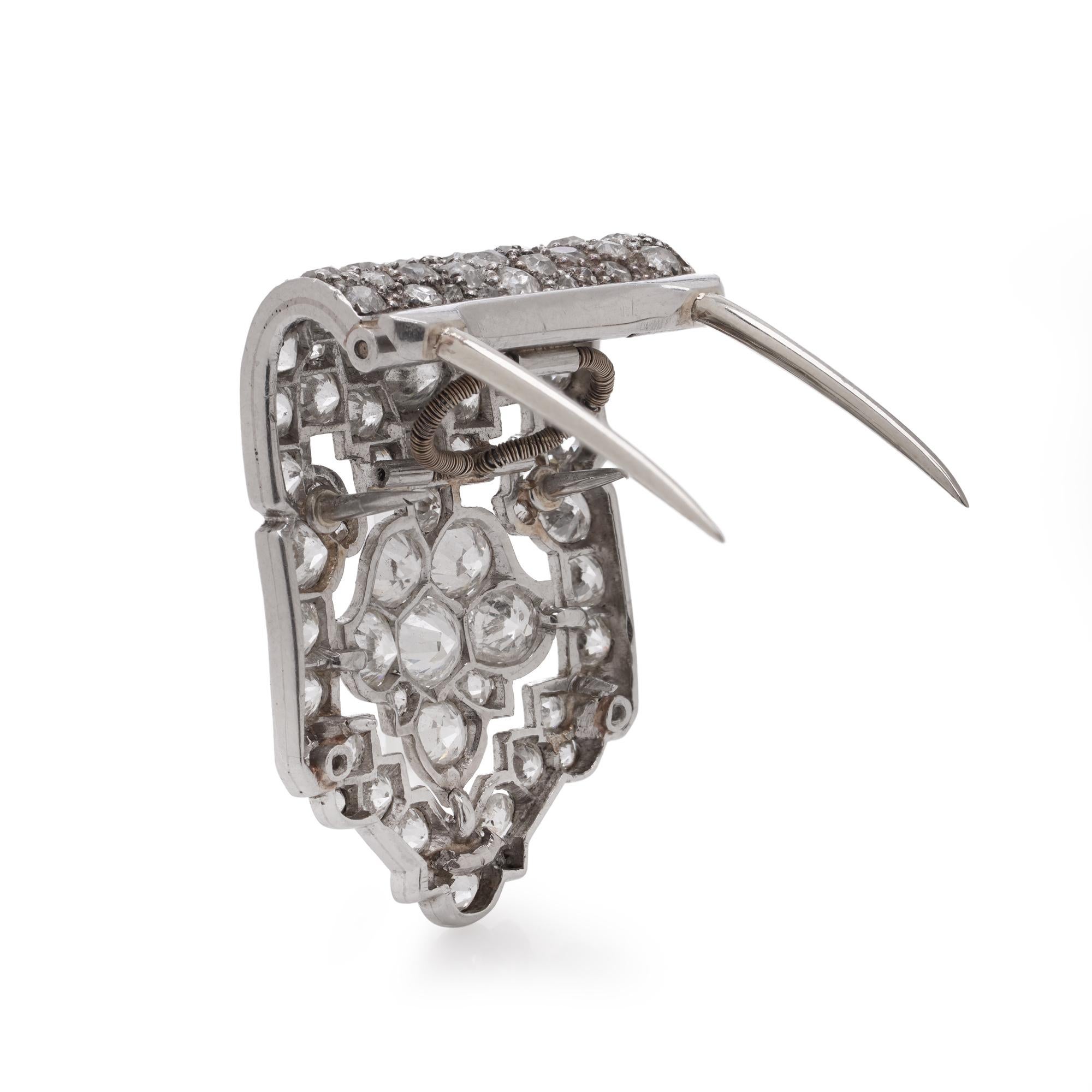 da uomo o donna Spilla di diamanti in platino Cartier Art Deco anni '20 in vendita