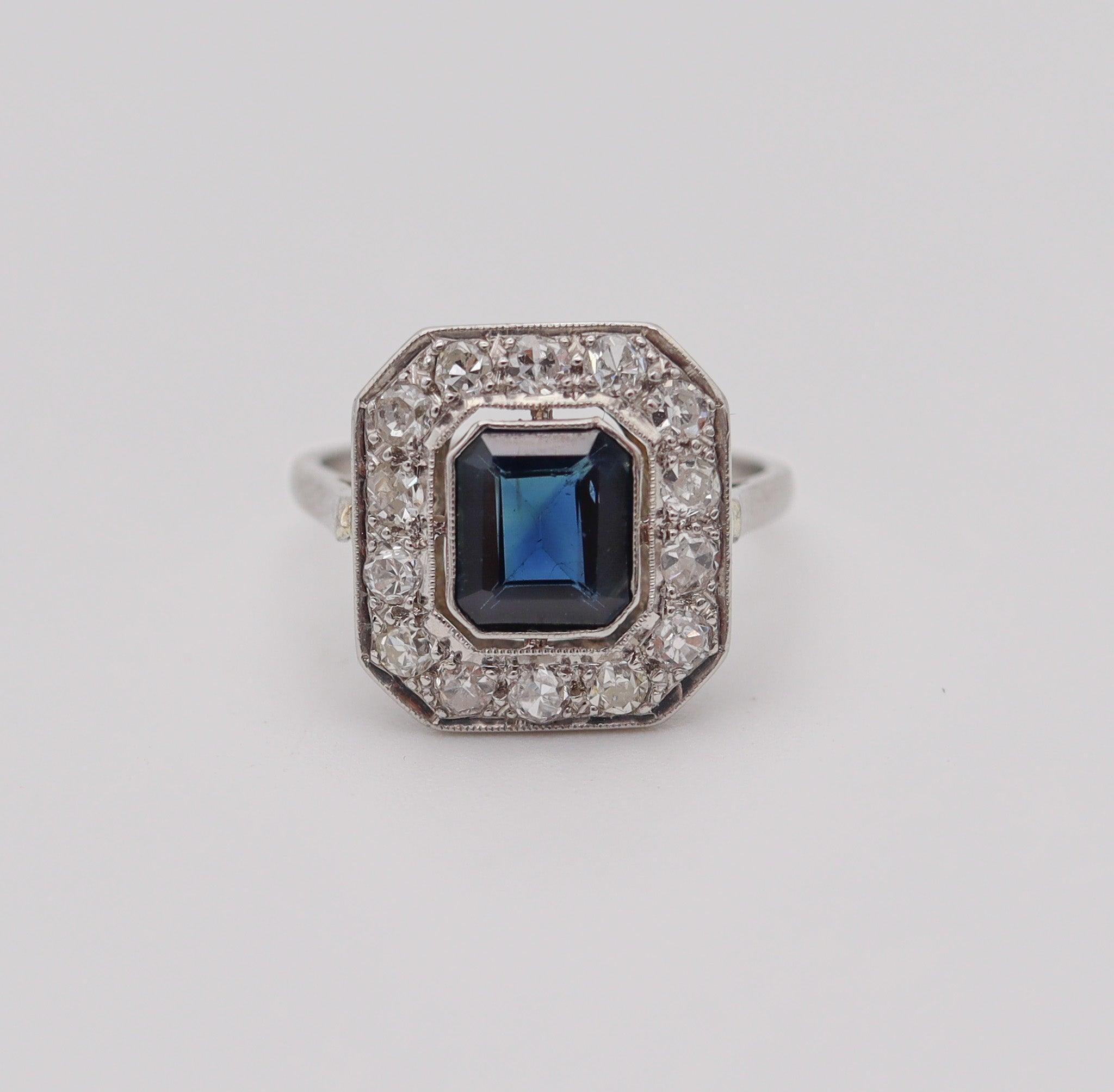 Women's CARTIER Art Deco 1930 Ring In Platinum With 3.02 Ctw In Diamonds And Sapphire