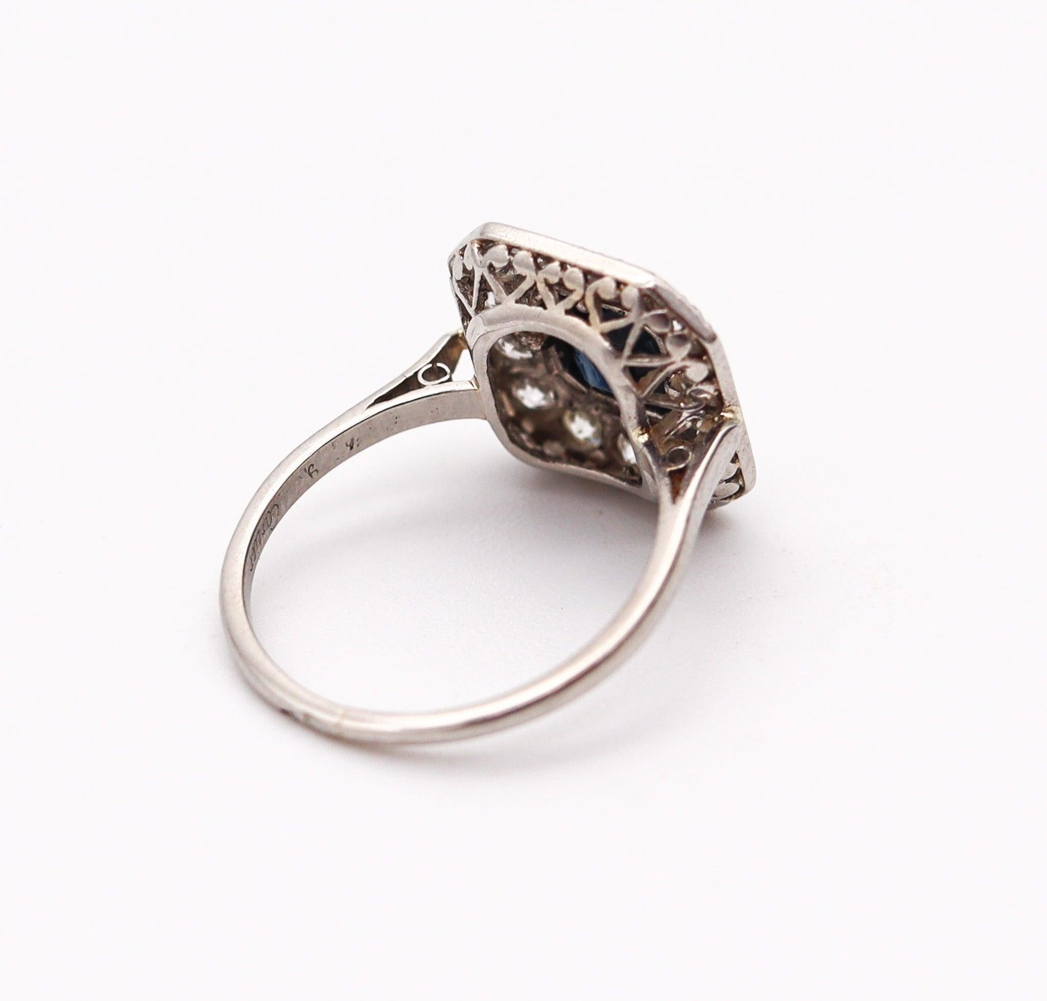 CARTIER Art Deco 1930 Ring In Platinum With 3.02 Ctw In Diamonds And Sapphire 2